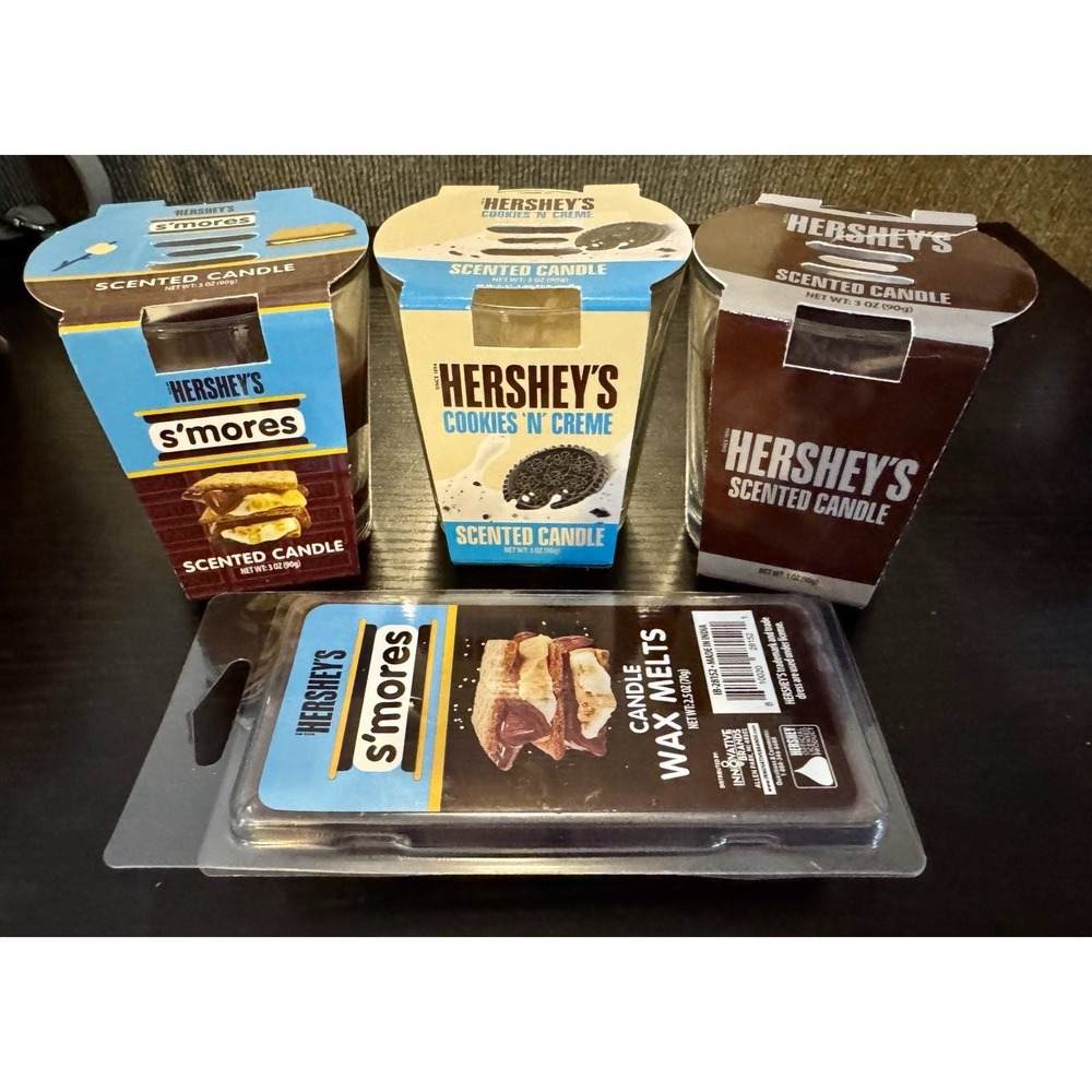 Hershey's Candle & Wax Melt Lot  Of 4 S'mores, Cookies 'n' Creme, Chocolate